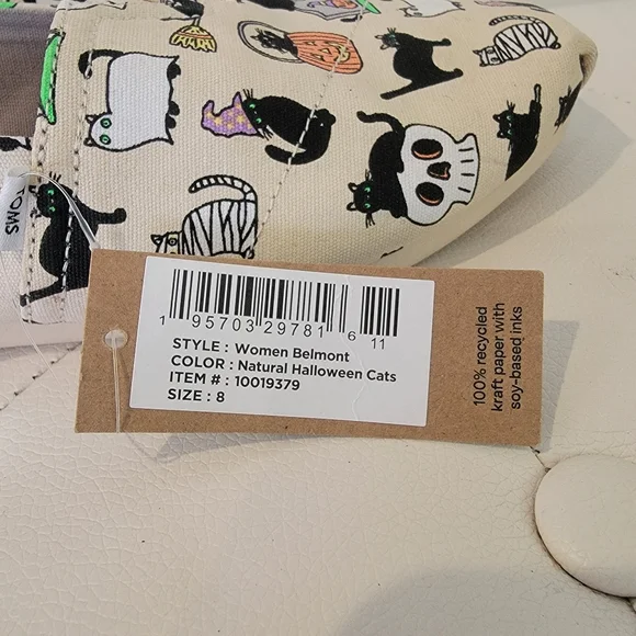 Toms Classic Halloween Black Cat Belmont Womens Slip On Flats Shoes Size 8 NWT - Picture 7 of 12